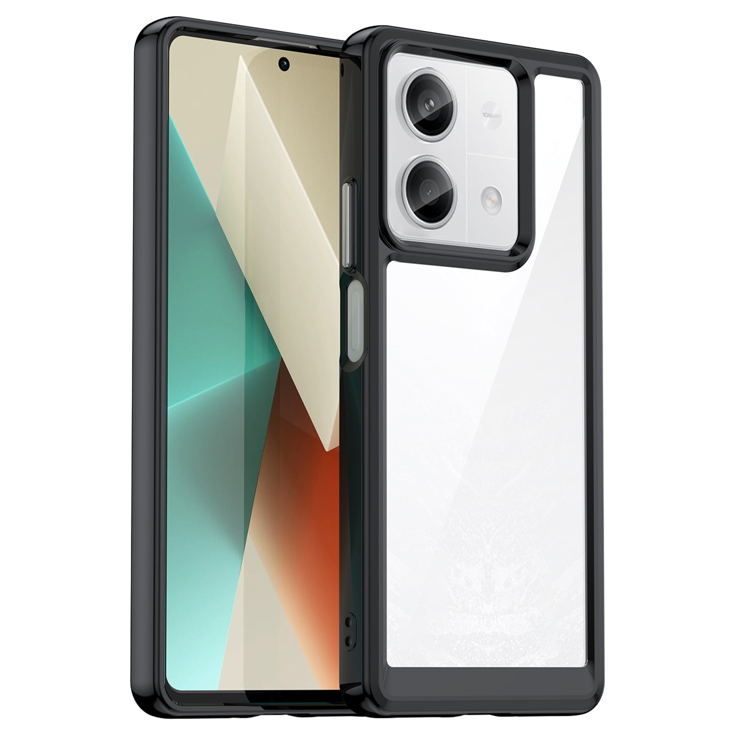 For Xiaomi Redmi Note 13 5G Phone Case Colorful TPU Frame+Acrylic Clear Back - Black For Xiaomi Redmi Note 13 5G Phone Case Colorful TPU Frame+Acrylic Clear Back - Black